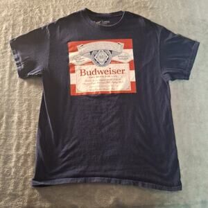 Budweiser King Of Beers Navy T-Shirt Short Sleeve Size Large Cotton Beer